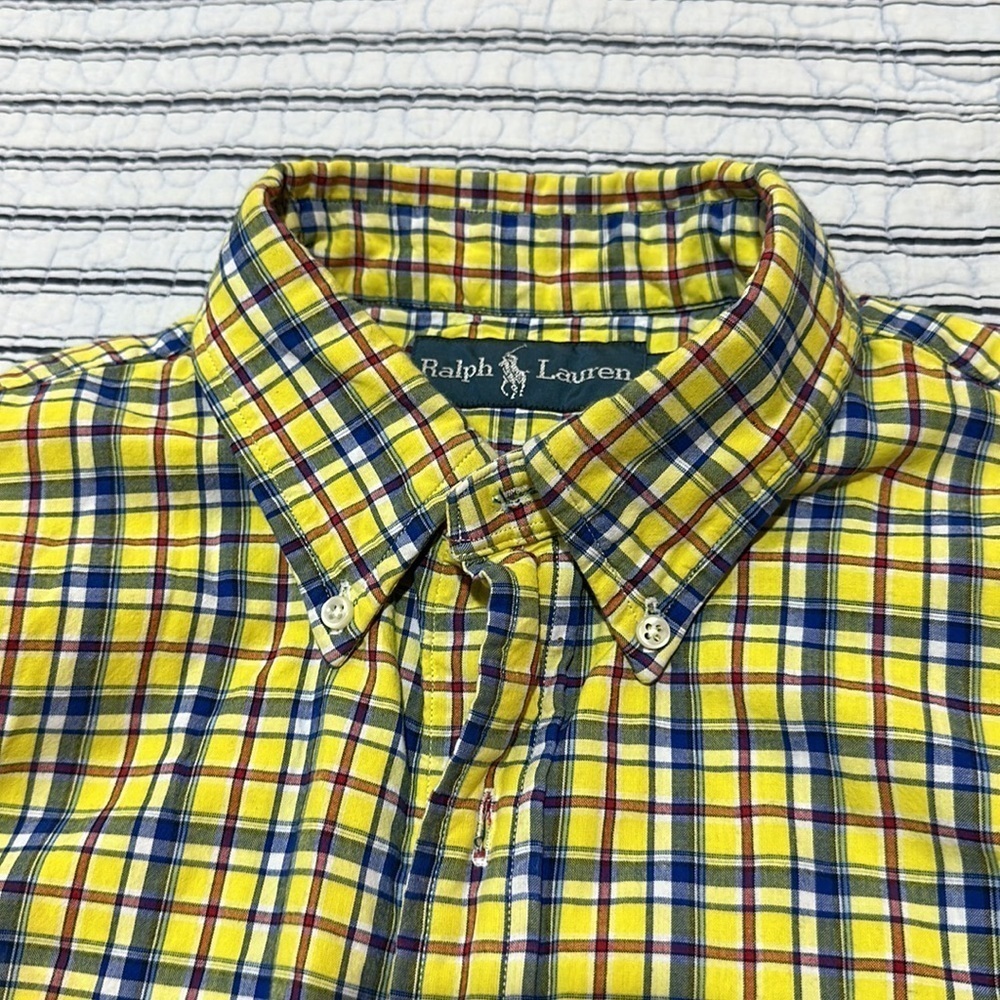 😊Ralph Lauren Men's Multi Color Double Lined Plaid Button-Down Shirt M - Picture 9 of 16